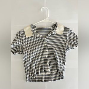 Striped collared crop top for women, urban outfitters